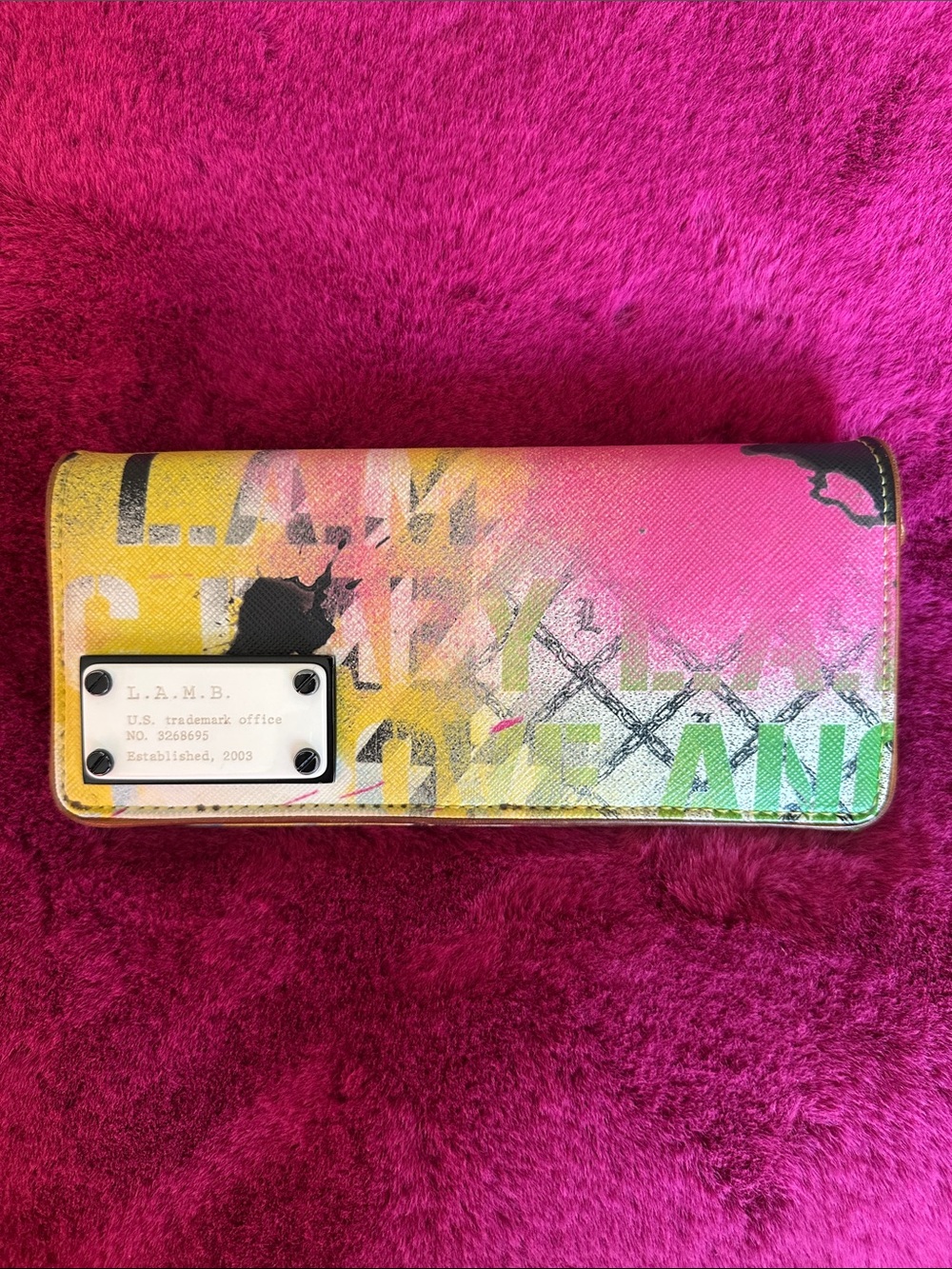L.A.M.B. Pink Multi-Hued Graffiti Print Wallet